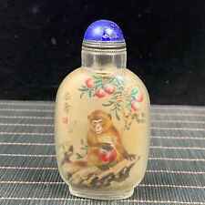 Garrafa de rapé chinesa antiga de vidro Pequim pintada internamente macaco requintado (猴�ucht献寿) 90055 comprar usado  Enviando para Brazil