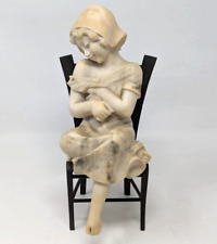 Usado, Antigua escultura italiana de mármol alabastro bronce niña en silla Italia HR21 segunda mano  Embacar hacia Argentina