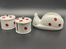 Vintage MCM Desk Set Lady Bugs Tape & 2 Stamp Dispenser Our Own Imports for sale  Shipping to South Africa