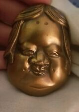 Used, Antique Bronze Laughing Buddha Face Paperweight Small Heavy  for sale  Shipping to South Africa