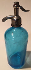 ~VINTAGE~ antique SELTZER BOTTLE Blue Glass *BROOKLYN NY* Decorative Collectible, used for sale  Shipping to South Africa