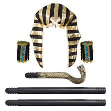 Egyptian Pharaoh Snake Style Hat with Scepters and Bracelets for,Halloween, used for sale  Shipping to South Africa