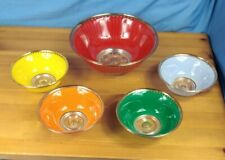 Vintage French Multicoloured Glass Dessert Dishes 1 Large 4 Small for sale  Shipping to South Africa