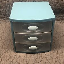 Sterilite Deluxe -3 Clear Drawer Cube Storage Organizer with Teal Cabinet-Craft  for sale  Staten Island