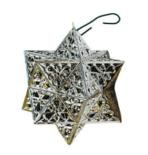SILVER PLASTIC FILIGREE ORNAMENT CHRISTMAS ITALY DODECAHEDRON SMALL STELLATED, used for sale  Shipping to South Africa