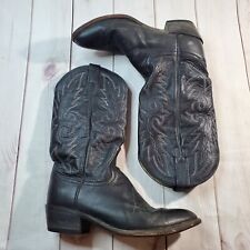 Dan Post Cowboy Boots Mens 8.5D Black Western Leather Pull On 2110 Almond Toe, used for sale  Shipping to South Africa