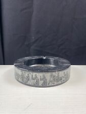 Chariot Horse Drawn Carriage Black Grey Etched Pattern Marble Stone Ashtray for sale  Shipping to South Africa