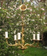 Candelabro e rosa vintage 5 braços galho bronze fundido dourado luz de teto interna comprar usado  Enviando para Brazil