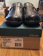 Clarks  Women’s Size 9 Bendables Button Slip on Loafer  Black Leather 35062, used for sale  Shipping to South Africa