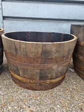 2x HOGSHEAD very LARGE Half Whiskey Barrel Oak Planter Wooden Flower Garden Pot for sale  Shipping to South Africa