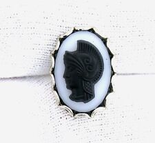 18x13 Oval Resin Trojan Cameo Silver Color Tie Tack w Chain Clutchback  ESTT66 for sale  Shipping to South Africa
