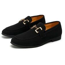Men Loafers Faux Suede Square Toe Low Heel Business Wedding Daily Dress Shoes for sale  Shipping to South Africa