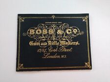 "Estuche para pistola Boss & Co. de Londres etiqueta comercial, dorado sobre cuero negro.6 3/8""X4 15/16""", usado segunda mano  Embacar hacia Argentina