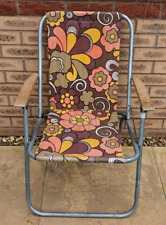 Vintage Folding Deck Chair Floral Design 70s for sale  Shipping to South Africa