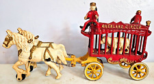 Kenton 1930s Cast Iron Toy 14" Horse Drawn Overland Circus Wagon Bear/ 3 Figures for sale  Shipping to South Africa