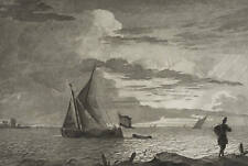 C. PLOOS VAN AMSTEL (1726-1798), Segelschiff vor Sonnenaufgang, 1781, Aquatinta tweedehands  verschepen naar Netherlands