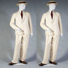 Trajes para hombre vintage de 1900 2 piezas de lino beige a medida blazer boda novio esmoquin segunda mano  Embacar hacia Argentina