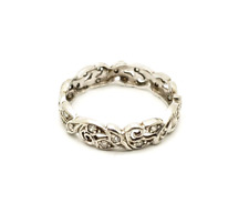 Platinum Leaf Vine Filigree Diamond Chips Band Ring Size 7.5 for sale  Shipping to South Africa