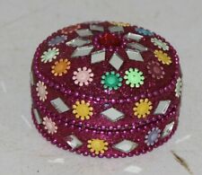 Decorativa Hierro Rosa Color Kumkum Caja Espejo & Piedra Trabajo 12162, usado segunda mano  Embacar hacia Argentina