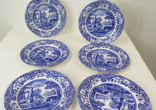 Used, Spode Blue Italian  Plates x6 Blue & White 19cm Tableware for sale  HASSOCKS