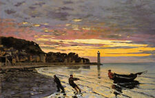 Pintura A Óleo Claude Monet-transportando um barco em terra, Honfleur Paisagem De Lona comprar usado  Enviando para Brazil