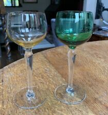 Two Coloured Bowl Optic Hock Wine Glasses for sale  Shipping to South Africa