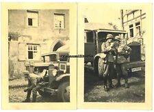 2x Orig. Foto Soldaten IR.55 mit VOMAG Opel Blitz Lkw in BÜDINGEN Hessen 1937 comprar usado  Enviando para Brazil