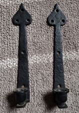 Vintage Black Wrought Iron Sconce Gothic Wall Hanging Candle Holder Set Of 2 for sale  Shipping to South Africa