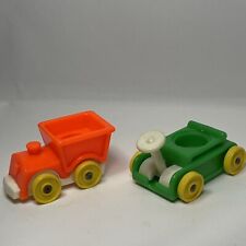 Vintage Fisher Price Little People Playground Green Wagon, Train Engine Orange  segunda mano  Embacar hacia Argentina