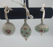 Set Of 3 Royal Albert Polka Dot Pink Rose Christmas Tree Decorations Baubles for sale  Shipping to South Africa
