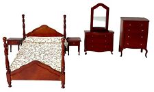 Conjunto de quarto vintage de madeira para casa de bonecas mesas laterais cômoda cama 4 postes, usado comprar usado  Enviando para Brazil