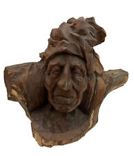 Busto nativo americano escultura em toco de madeira ARTE POPULAR assinado R Hegel? Indígenas, usado comprar usado  Enviando para Brazil