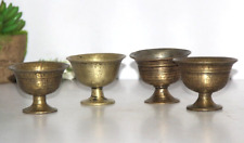 4PC Antique Brass Round Incense Wick Bowl Pot Original Old Handmade for sale  Shipping to South Africa