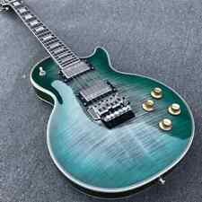 Guitarra elétrica personalizada quente, Floyd Rose ponte tremolo azul-verde chama bordo topo comprar usado  Enviando para Brazil