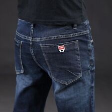 Pantalones de mezclilla informales elásticos bolsillos rectos para hombre, usado segunda mano  Embacar hacia Argentina