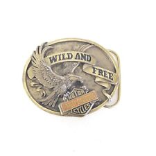 Vintage 90s Harley Davidson Motorcycle Eagle Belt Buckle Wild and Free Made USA , used for sale  Shipping to South Africa