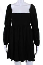 Vestido curto Reformation feminino gola quadrada manga comprida linha A preto tamanho 4 comprar usado  Enviando para Brazil