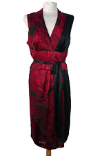 Vestido oriental Phase Eight vermelho preto gola 14 V mistura de seda midi ocasião casamento, usado comprar usado  Enviando para Brazil