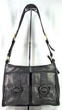 Gebruikt, Dents Leather Satchel Shoulder Bag Braided detail Big Front Pockets Retro Style tweedehands  verschepen naar Netherlands