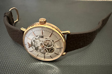 Relógio masculino emporio armani ar60027 mecânico couro marrom esqueleto ouro rosa comprar usado  Enviando para Brazil