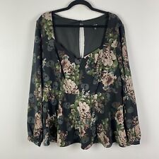 Torrid Peplum Crepe Sweetheart Neck Top Size 2X Floral Skull Print Blouse for sale  Shipping to South Africa