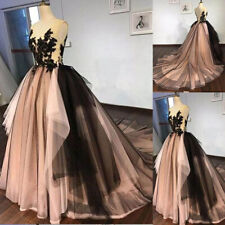 Black&Champagne Wedding Dresses With Detachable Skirt Gothic Lace Bridal Gowns for sale  Shipping to South Africa