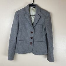 J. Crew 4 Equestrian Blazer Jacket 100% Wool Gray School Boy Pockets Preppy for sale  Shipping to South Africa