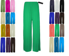 LADIES WOMENS ELASTICATED PLAZZO FLARED TROUSERS SUMMER LOUNGE PANTS SIZE 8-26, used for sale  LEICESTER
