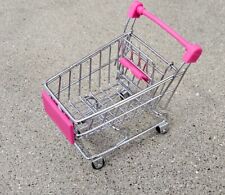 Mini carrinho de compras metal supermercado rodas de rolamento realistas cabo rosa, usado comprar usado  Enviando para Brazil