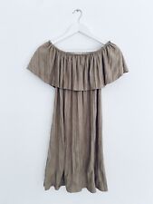 Scarlett Black London Beige Faux Suede Pleated Off Shoulder Dress, Size M, EUC for sale  Shipping to South Africa