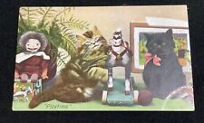 Boneca postal vintage persa gato e gato preto boneca brincadeira cavalo puxar comprar usado  Enviando para Brazil