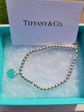 Tiffany &Co “Return To Tiffany” Silver 925 Heart Bead Bracelet - 7” w Bag & Box, used for sale  West Columbia