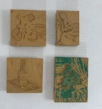 Speedball Wooden Printing Blocks Lot Of 4  Vintage 80’s for sale  Shipping to South Africa