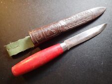 SHARP CLASSIC KNIFE PUUKKO MORA with SHEATH &  RED WOOD HANDLE SWEDEN SWEDISH for sale  Shipping to South Africa